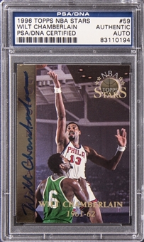 1996 Topps NBA Stars #59 Wilt Chamberlain Signed Card - PSA/DNA Authentic